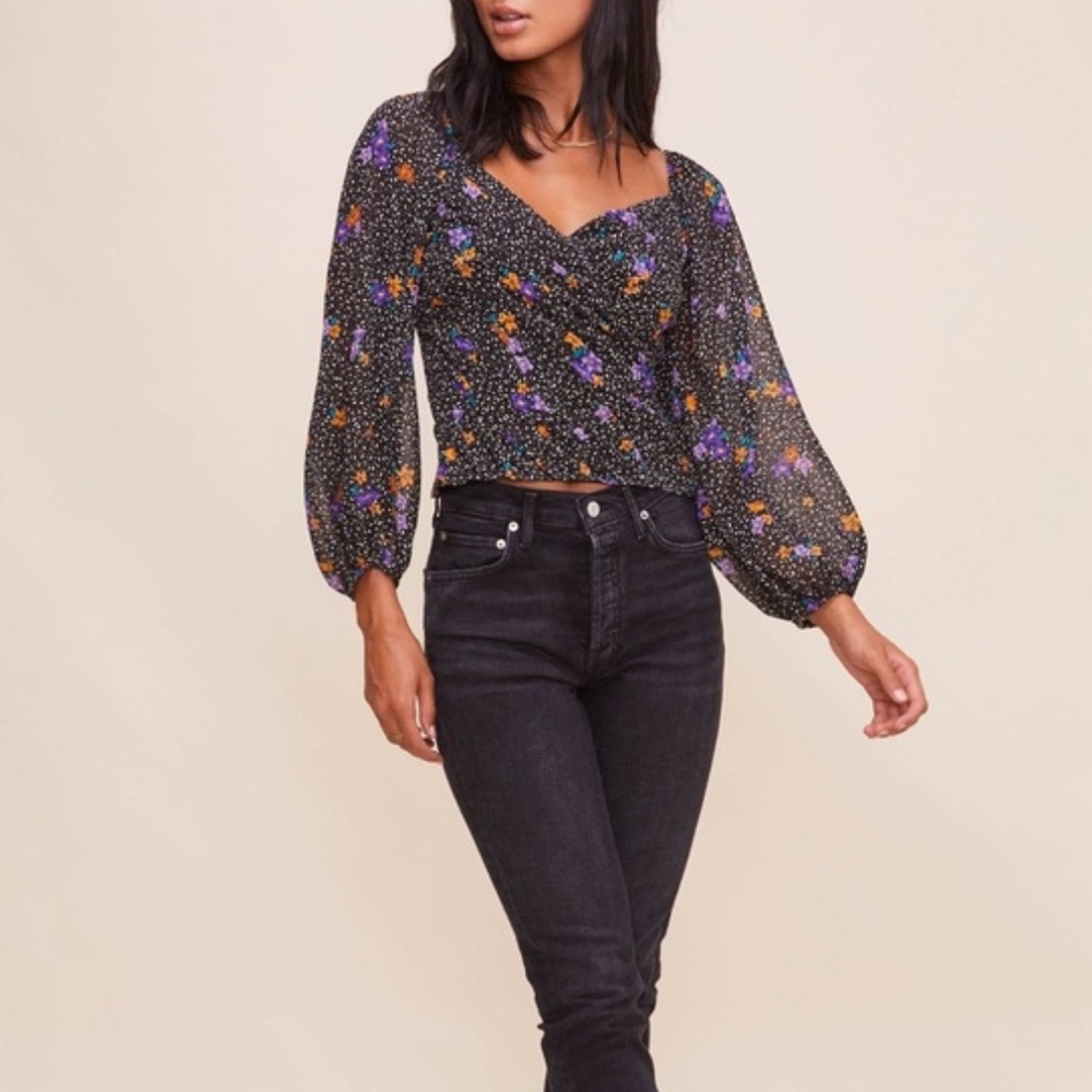 ASTR Black floral Blouse, Medium